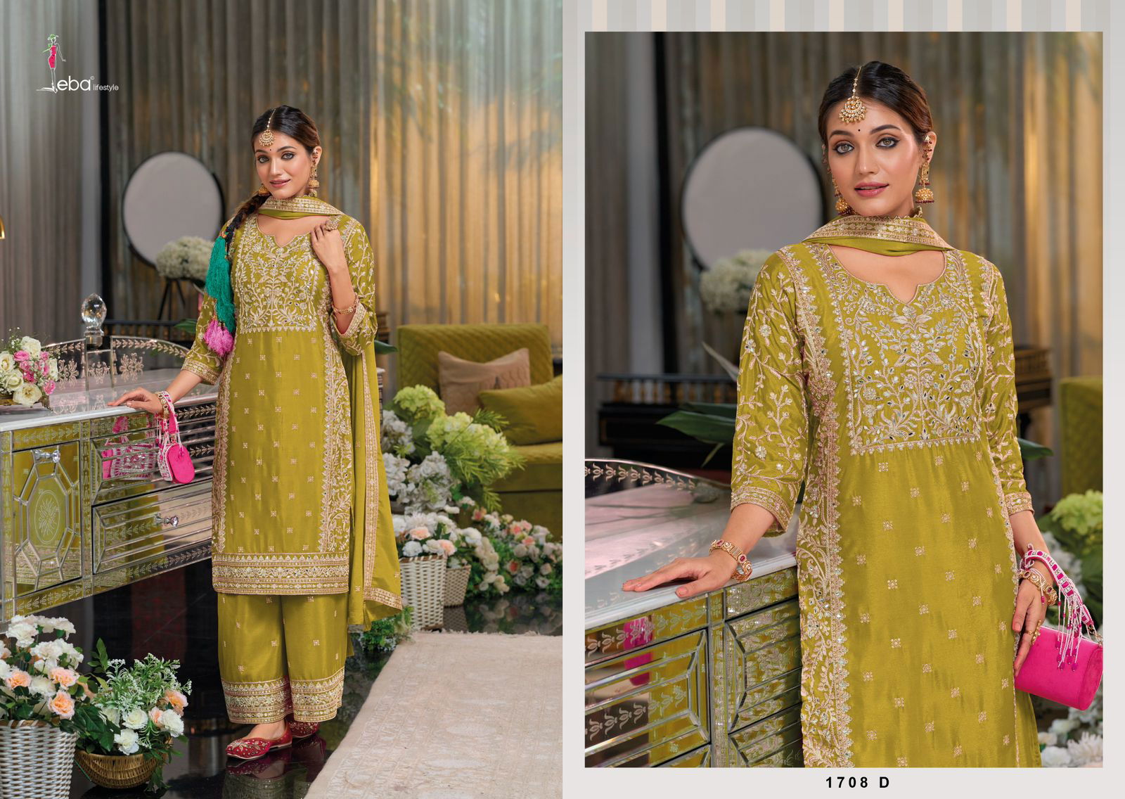 Shayoni Colour Edition 2 By Eba Chinon Embroidery Readymade Suits Suppliers In India